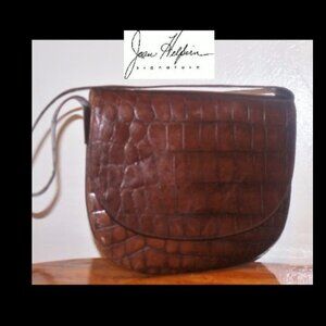 Joan Helpern Signature Made in Italy Genuine Alligator Shoulder Bag Hobo Purse